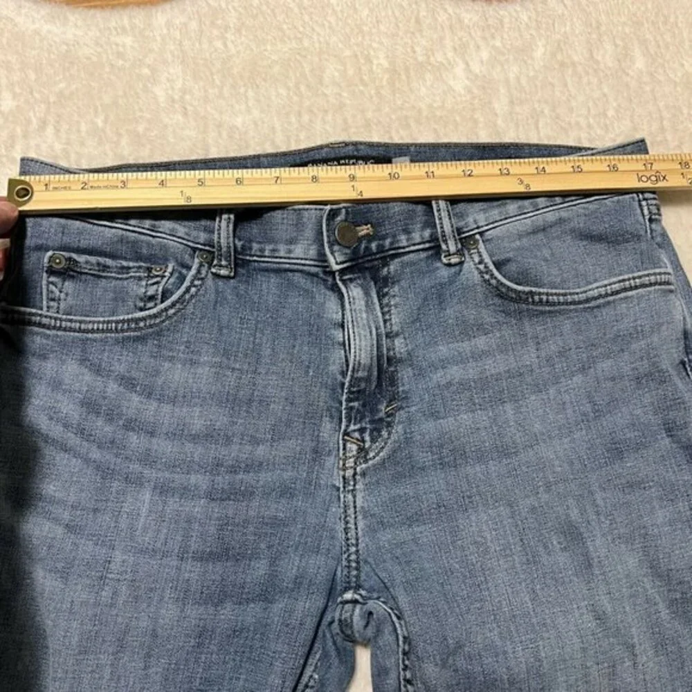 Banana Republic Mens Slim Fit Mid Rise Stretch Blue Jeans Distressed Sz 34 x 34